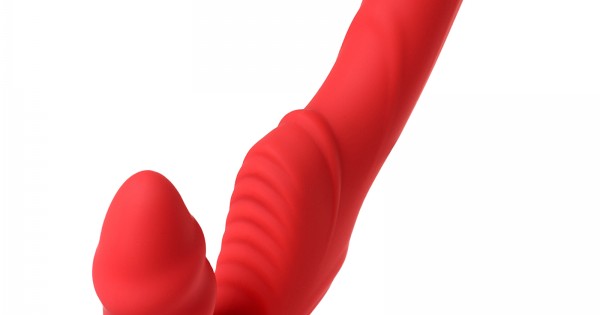 Безремневой страпон с вибрацией Toyfa Black&Red, красный, 35 см 901408-9 - TOYFA - Безремневые/Двойные страпоны - Купить