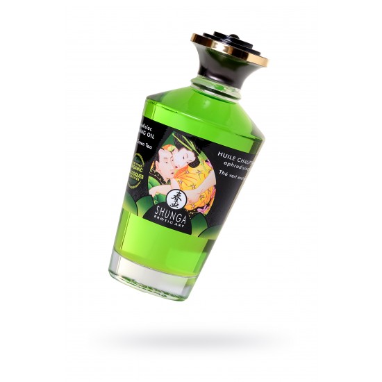 Масло для массажа Shunga Organic Exotic Green Tea, разогревающее, с ароматом зелёного чая, 100 мл Масло для массажа Shunga Organic Exotic Green Tea, разогревающее, с ароматом зелёного чая, 100 мл