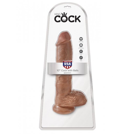 Фаллоимитатор-гигант загорелый King Cock 10 Cock with Balls Фаллоимитатор-гигант загорелый King Cock 10 Cock with Balls