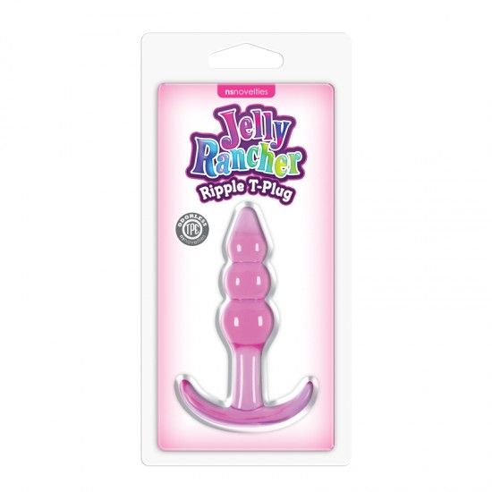 Анальная пробка рельефная розовая Jelly Rancher - T-Plug - Ripple - Pink Анальная пробка рельефная розовая Jelly Rancher - T-Plug - Ripple - Pink