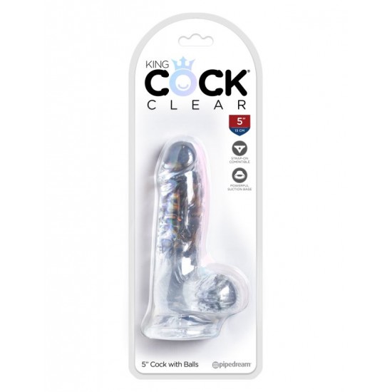 Прозрачный фаллоимитатор с мошонкой на присоске King Cock Clear 5 Cock with Balls Прозрачный фаллоимитатор с мошонкой на присоске King Cock Clear 5 Cock with Balls