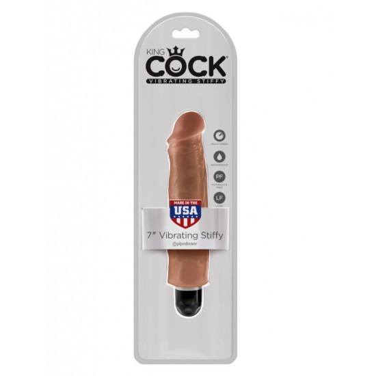 Вибромассажер реалистик загорелый King Cock 7 Vibrating Stiffy Tan Вибромассажер реалистик загорелый King Cock 7 Vibrating Stiffy Tan