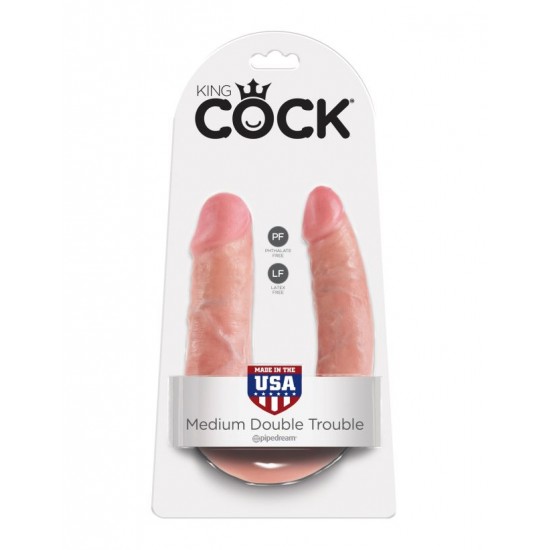 Двусторонний дилдо среднего размера телесный King Cock U-Shaped Medium Double Trouble Двусторонний дилдо среднего размера телесный King Cock U-Shaped Medium Double Trouble