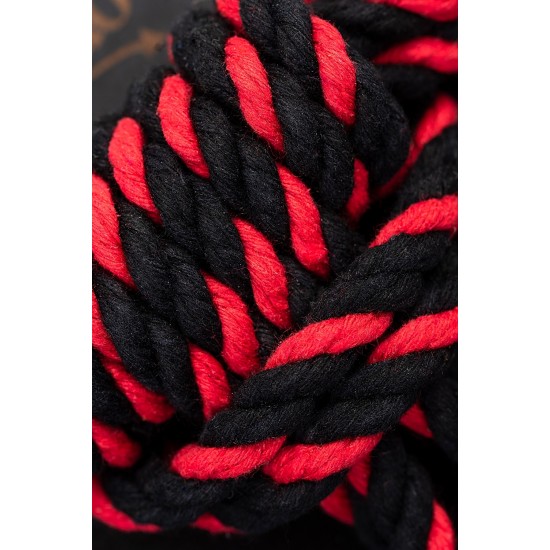 Наручники-оковы из хлопковой веревки Узел-Альфа, черно-красные, 3,3 м