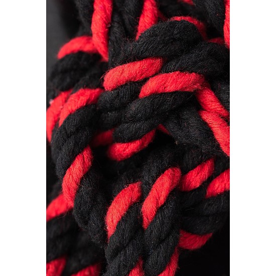 Наручники-оковы из хлопковой веревки Узел-Омега, черно-красные, 3,5 м