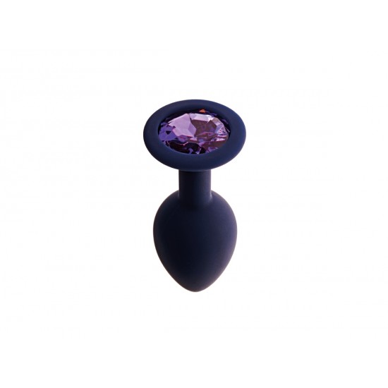 Анальная пробка с кристаллом Gamma, цвет Черничный + фиолетовый кристалл  (CORE)