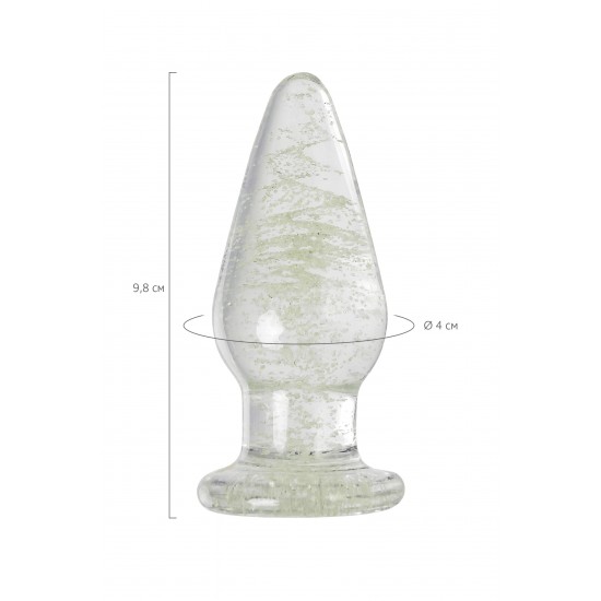 Анальная втулка Sexus Glass светящаяся в темноте, стекло, прозрачная, 9,8 см