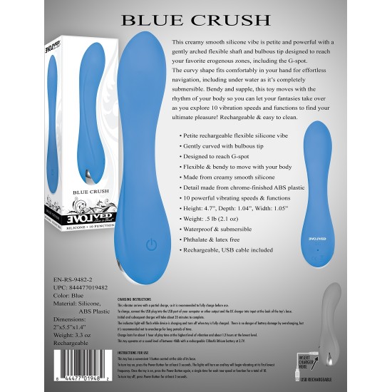 BLUE CRUSH Гибкий силиконовый вибратор