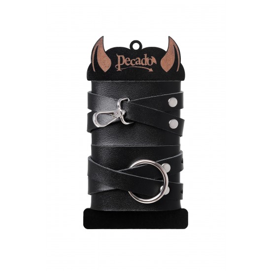 Наручники Pecado BDSM, с двумя перекрёстными ремешками, оригинальная сцепка, натуральная кожа