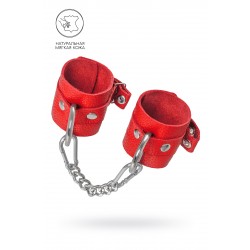 Наручники Pecado BDSM, мягкие с люверсами, натуральная кожа, красные Наручники Pecado BDSM, мягкие с люверсами, натуральная кожа, красные