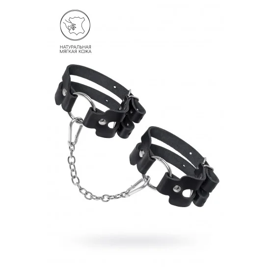 Оковы Pecado BDSM, из двух ремешков, натуральная кожа, чёрные 02206 Оковы Pecado BDSM, из двух ремешков, натуральная кожа, чёрные 02206