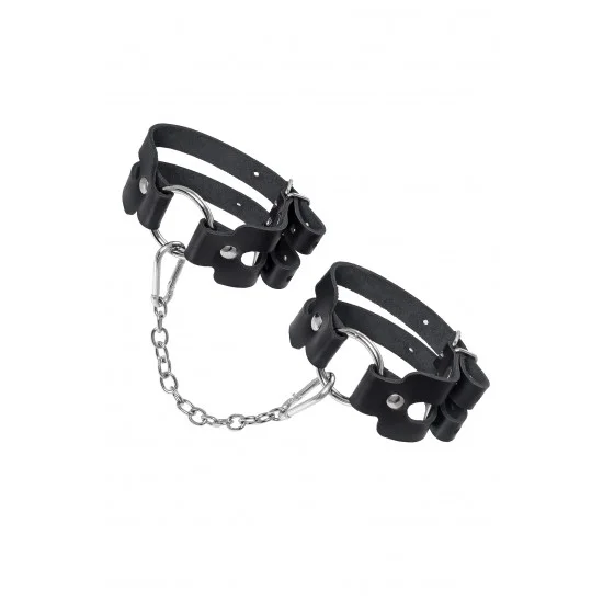 Оковы Pecado BDSM, из двух ремешков, натуральная кожа, чёрные 02206 Оковы Pecado BDSM, из двух ремешков, натуральная кожа, чёрные 02206