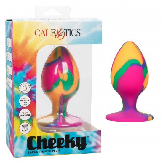 Яркая анальная пробка Cheeky Large Tie-Dye Plug - 9 см.