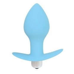 Голубая анальная пробка с вибрацией - 8 см. Голубая анальная пробка с вибрацией - 8 см.