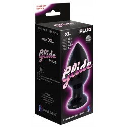 Черный анальный плаг Glide XL - 13 см. Черный анальный плаг Glide XL - 13 см.