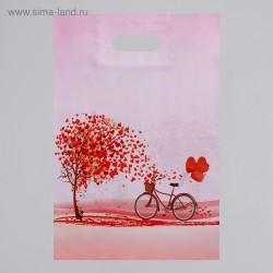 Принтованный полиэтиленовый пакет с вырубной усиленной ручкой - 31 х 40 см.