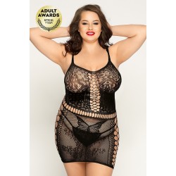 Платье-сетка и стринги Candy Girl Starr черные, 2XL Платье-сетка и стринги Candy Girl Starr черные, 2XL
