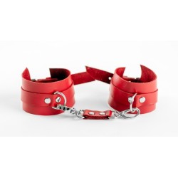 Красные наручники из натуральной кожи Красные наручники из натуральной кожи