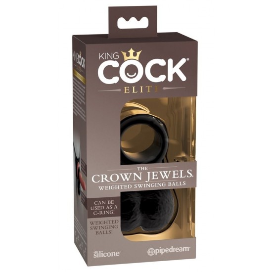 King Cock Ellite The Crown Jewels Кольцо на пенис с яичками