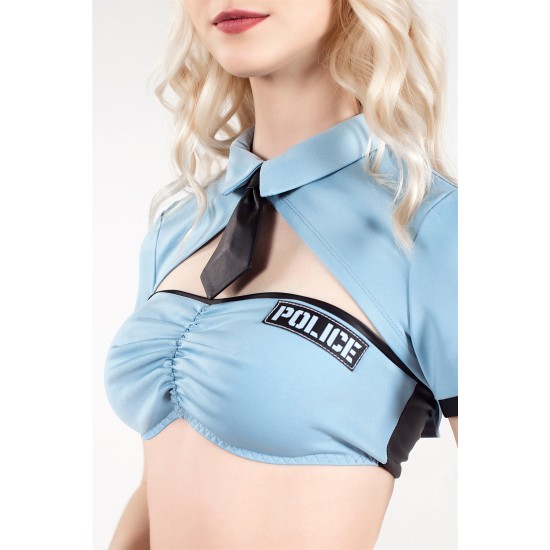 Верхняя часть костюма «Полицейская», Pecado BDSM, топ, жакет, галстук, голубой, 40