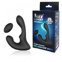 Черный силиконовый вибромассажер простаты с пультом ДУ