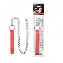 Металлический поводок для ошейника с красной ручкой - 77 см. Металлический поводок для ошейника с красной ручкой - 77 см.