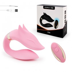 Нежно-розовый вибратор для пар Fox с пультом ДУ Нежно-розовый вибратор для пар Fox с пультом ДУ