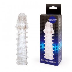 Закрытая прозрачная рельефная насадка с шипиками Crystal sleeve - 13,5 см. Закрытая прозрачная рельефная насадка с шипиками Crystal sleeve - 13,5 см.