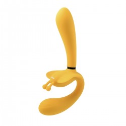 Безремневой страпон с вибрацией The Monarch, желтый Безремневой страпон с вибрацией The Monarch, желтый