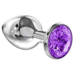Большая серебристая анальная пробка Diamond Purple Sparkle Large с фиолетовым кристаллом - 8 см. Большая серебристая анальная пробка Diamond Purple Sparkle Large с фиолетовым кристаллом - 8 см.