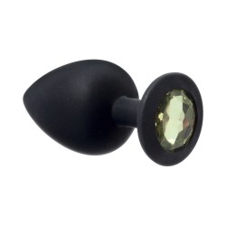 Чёрная анальная пробка Emotions Cutie Large с желтым кристаллом - 10 см. Чёрная анальная пробка Emotions Cutie Large с желтым кристаллом - 10 см.