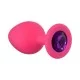 Средняя розовая анальная пробка Emotions Cutie Medium с фиолетовым кристаллом - 8,5 см. 4012-02Lola