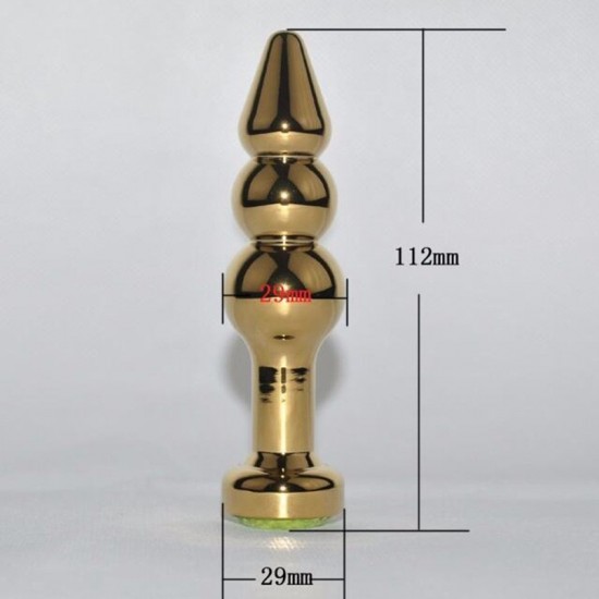 Золотистая анальная ёлочка с прозрачным кристаллом - 11,2 см.