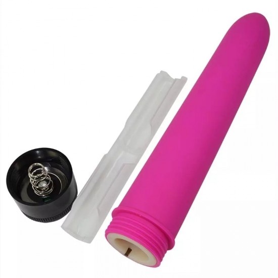 Розовый гладкий вибратор с силиконовым напылением  - 17,5 см.