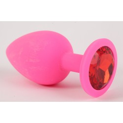 Розовая силиконовая пробка с красным кристаллом - 8,2 см. Розовая силиконовая пробка с красным кристаллом - 8,2 см.