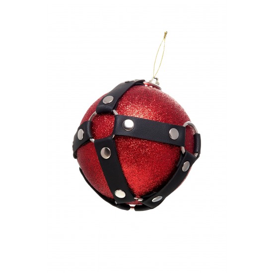 Новогодний шар Pecado BDSM, с клепками, матовый, красный, 10 см