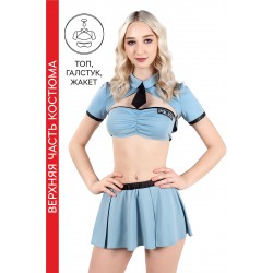 Верхняя часть костюма «Полицейская», Pecado BDSM, топ, жакет, галстук, голубой, 42 Верхняя часть костюма «Полицейская», Pecado BDSM, топ, жакет, галстук, голубой, 42