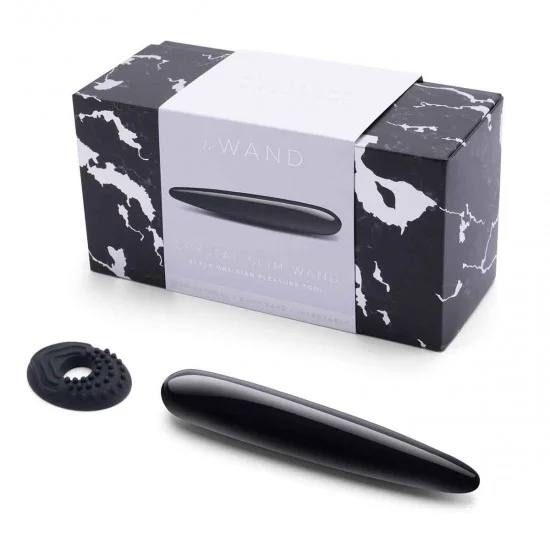 Массажер тонкий le WAND Crystal Slim Wand черный обсидиан LW-033-BO