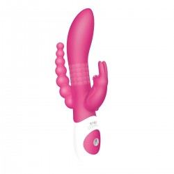 Розовый вибратор-кролик с анальным отростком The Beaded D.P.Rabbit Розовый вибратор-кролик с анальным отростком The Beaded D.P.Rabbit