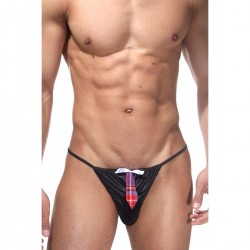 Трусы-стринги черные с клетчатым галстуком 10529734 Трусы-стринги черные с клетчатым галстуком 10529734