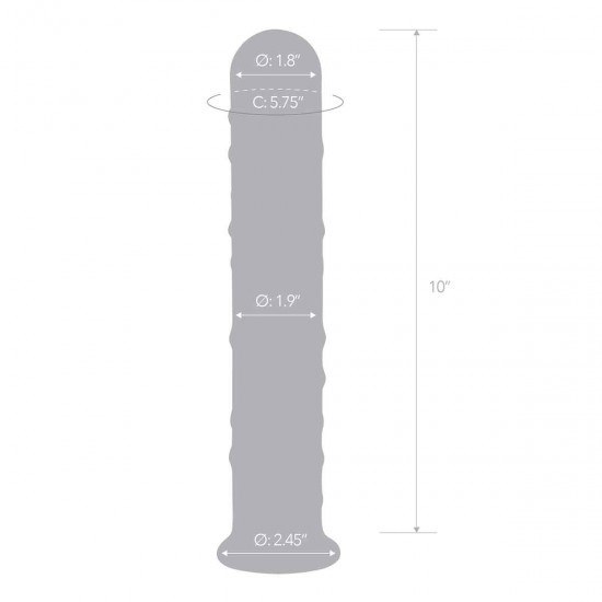 Прямой стеклянный фаллос с массажным рельефом 10 EXTRA LARGE GLASS DILDO