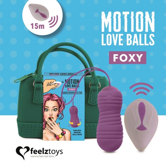 Фиолетовые вагинальные шарики с вращением бусин Remote Controlled Motion Love Balls Foxy