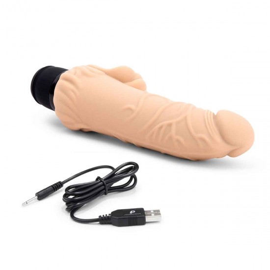 Реалистичный телесный вибратор с клиторальным стимулятором 7 Realistic Vibrator