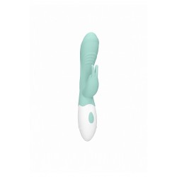 Зеленый вибратор Juicy Rabbit со стимулятором клитора - 19,5 см. Зеленый вибратор Juicy Rabbit со стимулятором клитора - 19,5 см.