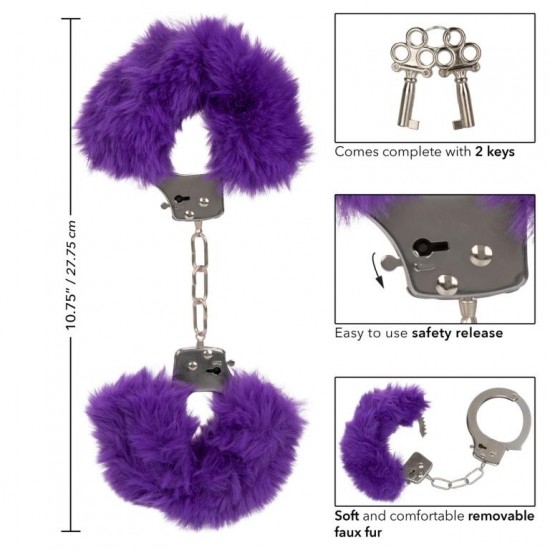 Металлические наручники с искусственным мехом ULTRA FLUFFY FURRY CUFFS-PURPL