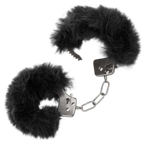 Металлические наручники с искусственным мехом ULTRA FLUFFY FURRY CUFFS-BLACK