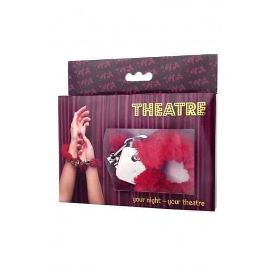 Наручники TOYFA Theatre, меховые,  красные, 28 см. 951028