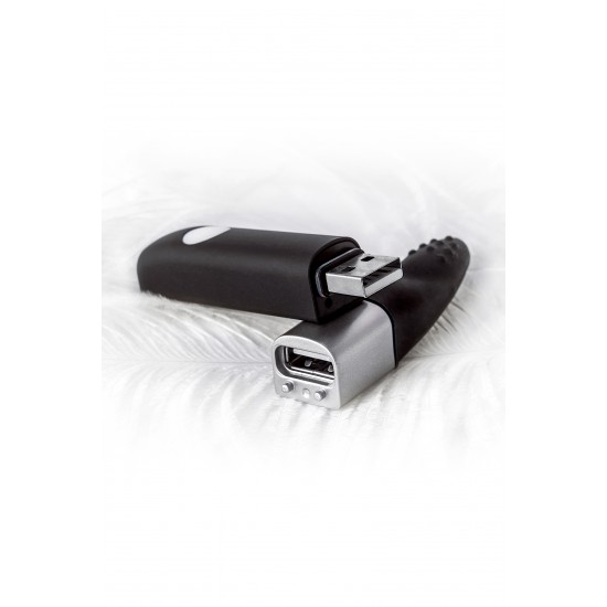 Вибратор клиторальный Qvibry 8Gb USB памяти, силикон, черный, 12 см