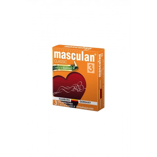 Презервативы Masculan Classic 3, 3 шт. С колечками и пупырышками (Dotty+Ribbed)