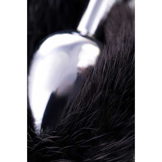 Анальная втулка Metal by TOYFA, металл, серебряная, с черным хвостом, 32 см, Ø 2,9 см, 175 г